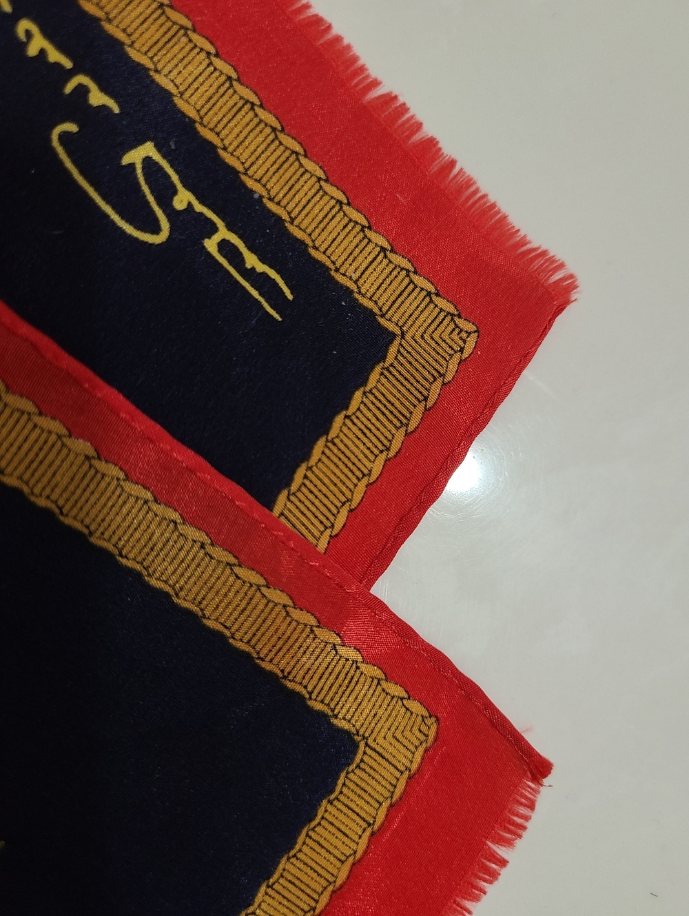 Oscar de la Renta Vintage Oblong Scarf Blue/Red/Yellow Celestial Print - Picture 4 of 10